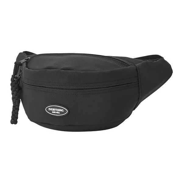 SEM/R Polyester Crescent Bag Asymmetrical Shoulder Bag Shoulder Bag Sling Bag Small Size Unisex Ecru/Black-22