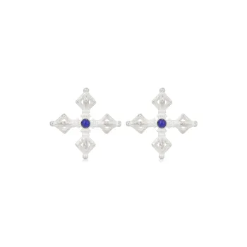 Empress 47 Concept 925 Sterling Silver Lapis Lazuli Stud Earrings Unisex