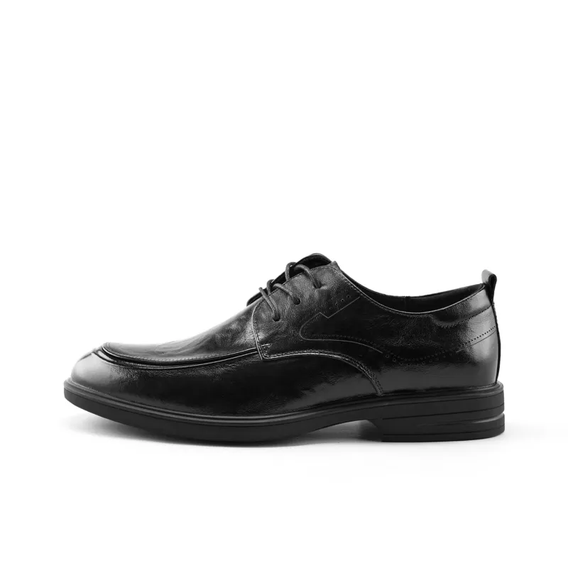 HLA Round Tip Lace Up Cow Leather Breathable Dress Shoes Men's-0