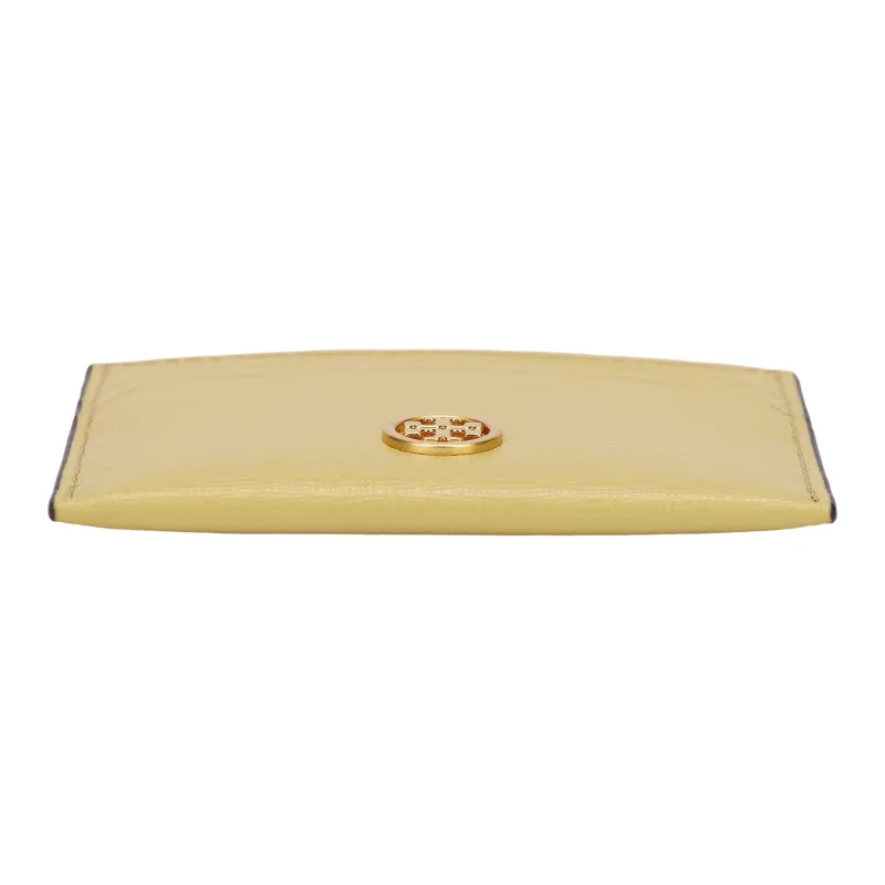 TORY BURCH Robinson Leather Card Holder Women's Yellow-3