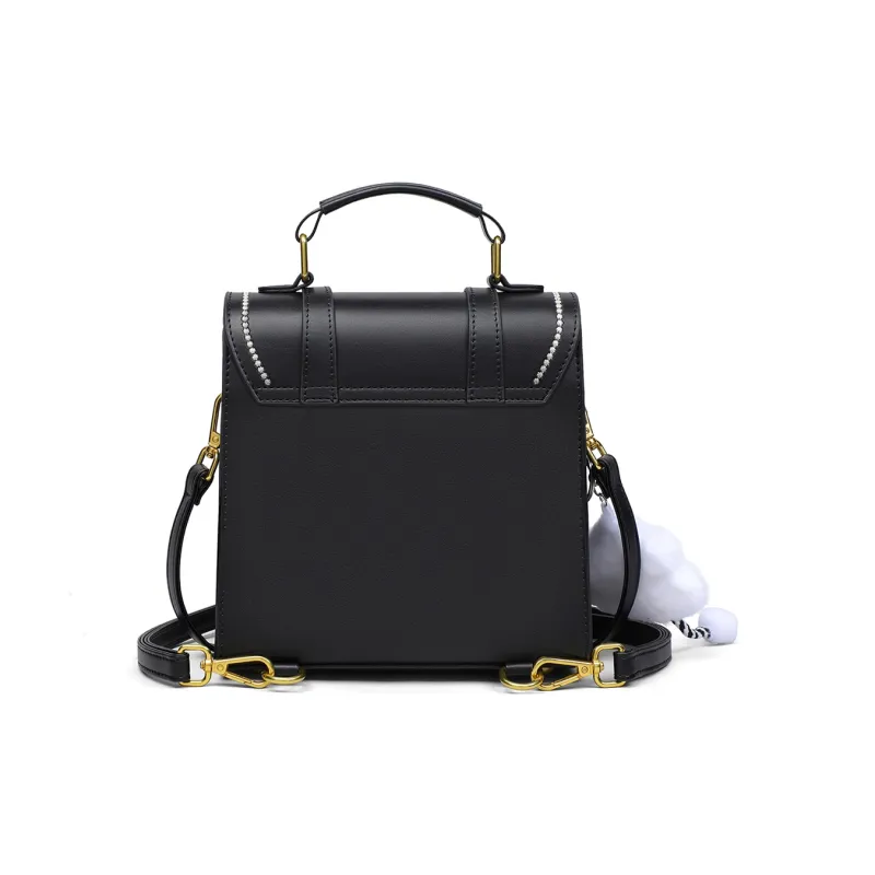 COMELY Cow Leather Backpack Women's Black-3