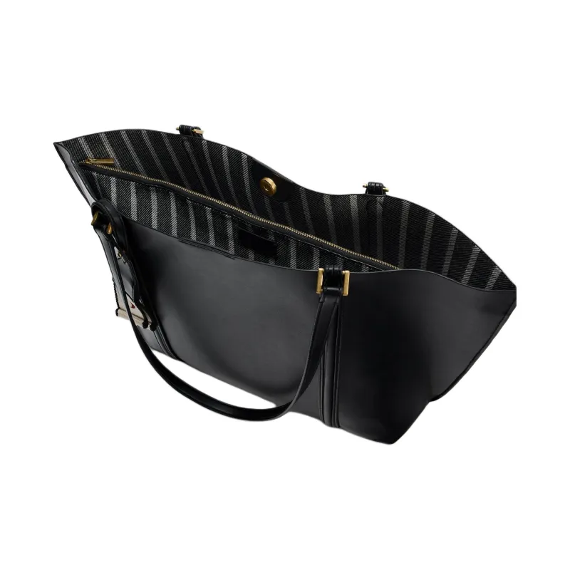 ZARA Polyurethane Tote Bag Shopping Bag Handbag Shoulder Bag Women's Black-4