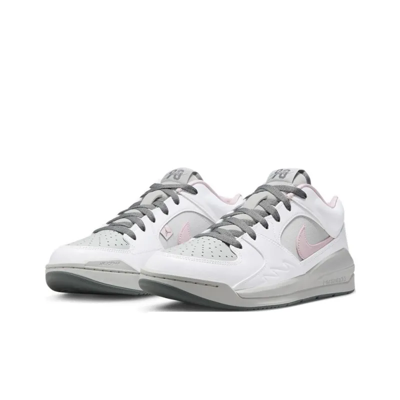 Jordan Stadium 90 Anti-Slip Wear-Resistant Low-Top Basketball Shoes Women's White Gray Pink-1