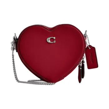 COACH Heart Leather Heart Shaped Bag Shoulder Bag Mini Women's Ruby Color