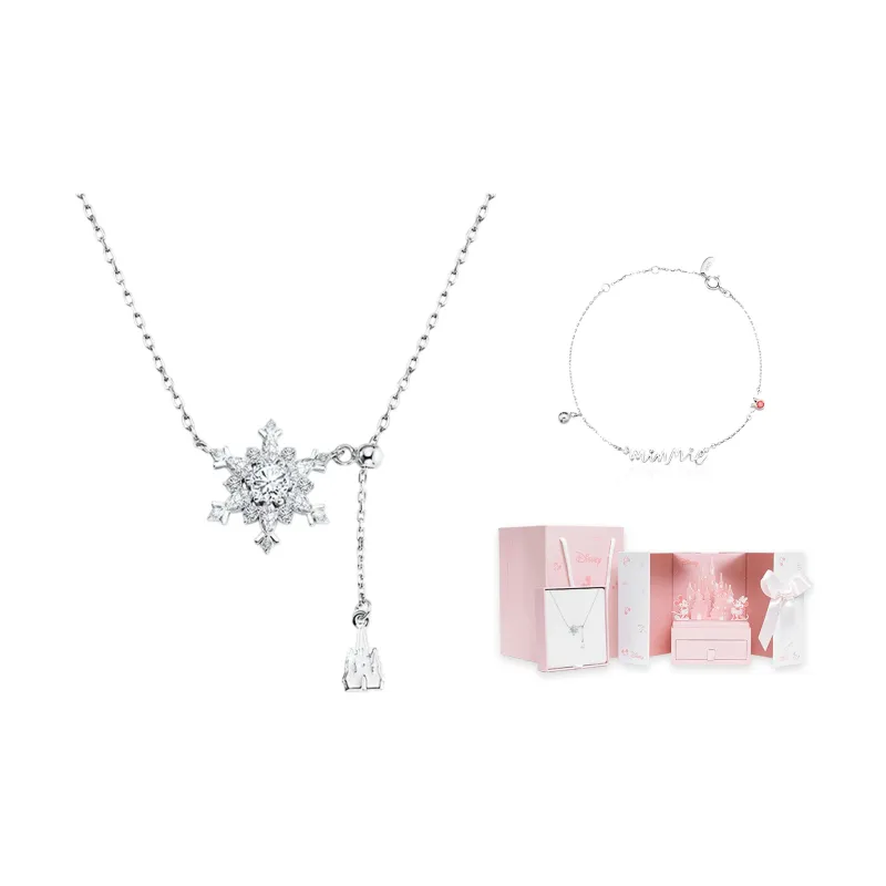 Disney S925 Silver Snowflake Necklace Women's-26
