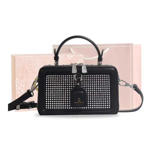 MISS GAIL Artificial Leather Handbag Shoulder Bag Crossbody Bag Medium Size Women's Diamond Black