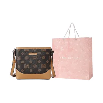 MEXICAN PVC Leather And Polyurethane Leather Bucket Bags Shoulder Bags Regular Women's Dark Brown/Ecru