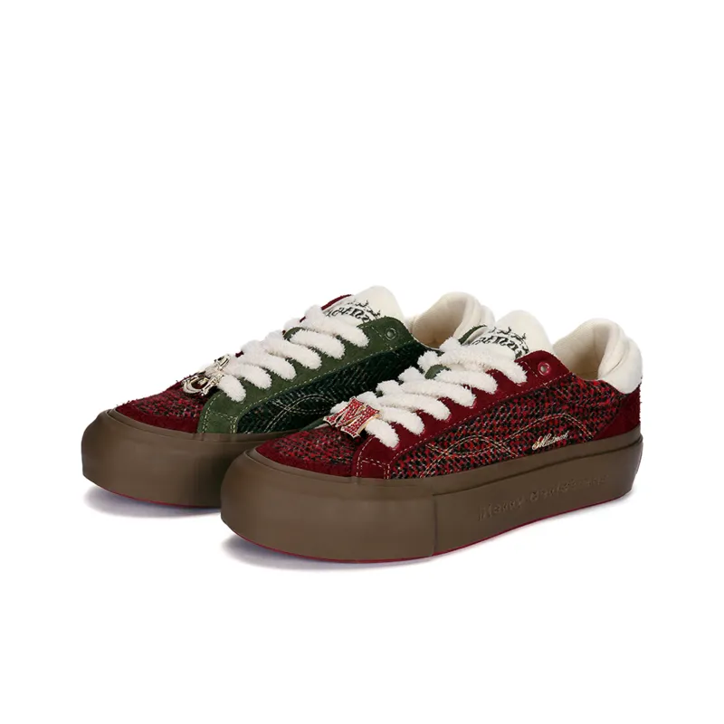 MATNUT CHRISTMAS LIMITED Collection Mismatched Multicolor Platform Height Increasing, Skateboard Shoes-2