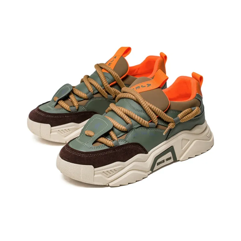 SOURCE Cushioned Anti Slip Wear Resistant Lightweight Height Increasing Low Top Chunky Sneakers Men's-1