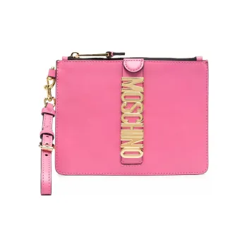 MOSCHINO Calfskin Clutch Women's Pink