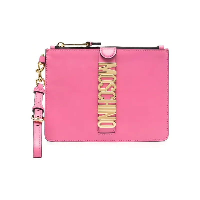 MOSCHINO Calfskin Clutch Women's Pink-0