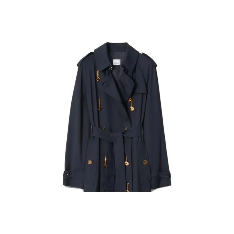 Burberry Trench Coats Women's Marine Blue-4