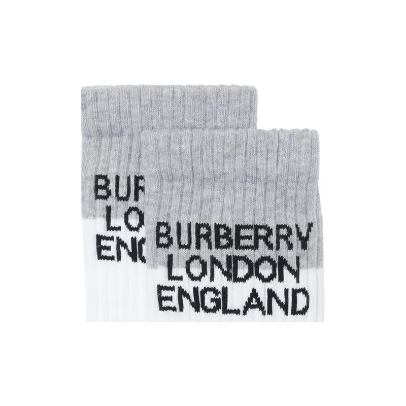 Burberry Logo Intarsia Technical Stretch Cotton Socks 'White'-1