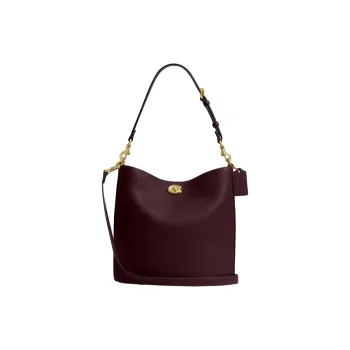 COACH Willow Cow Leather Bucket Bag, Shoulder Bag Tubas Women's Merlot Wine Red