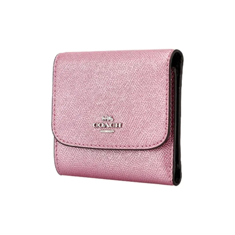 COACH Leather Wallet Women's Metallic Pink-1