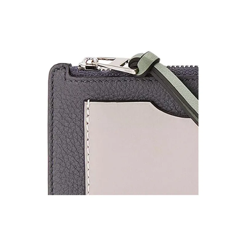 LOEWE Cow Leather Coin Purse Wallets Card Holders Women's Smoke Coal/Light Gray-4