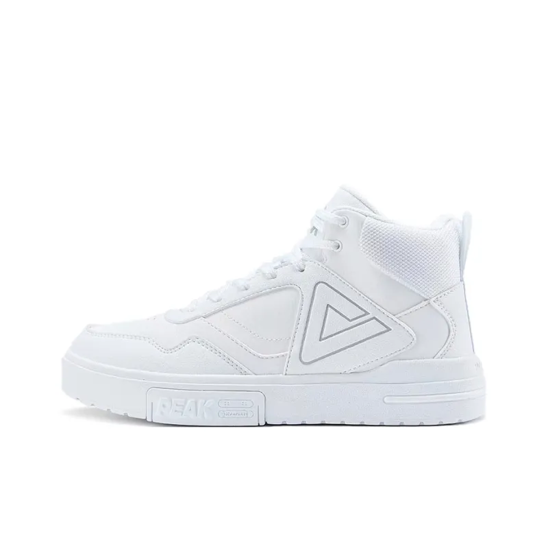 PEAK Classic Heritage Warm Wear Resistant Lightweight High Top Skateboard Shoes Men's White-0