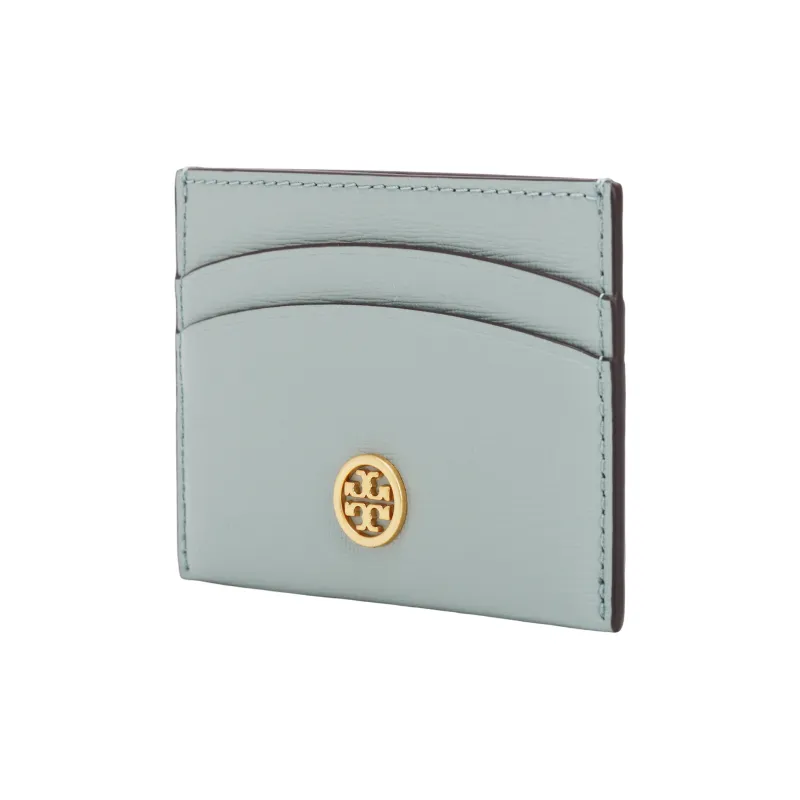 TORY BURCH Robinson Leather Card Holder Women's Gray-1