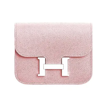 HERMES Constance Slim Epsom Calfskin Clutch Wallet One Shoulder Crossbody Fanny Pack Women's M7 Love Pink