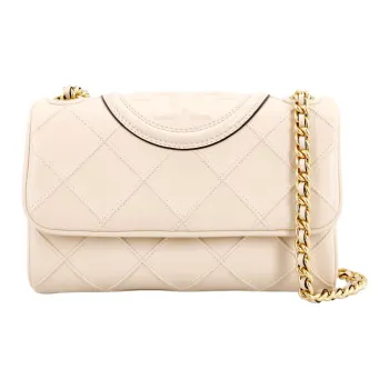 TORY BURCH Fleming Leather Crossbody Bag Shoulder Bag Small Size Women's Cream
