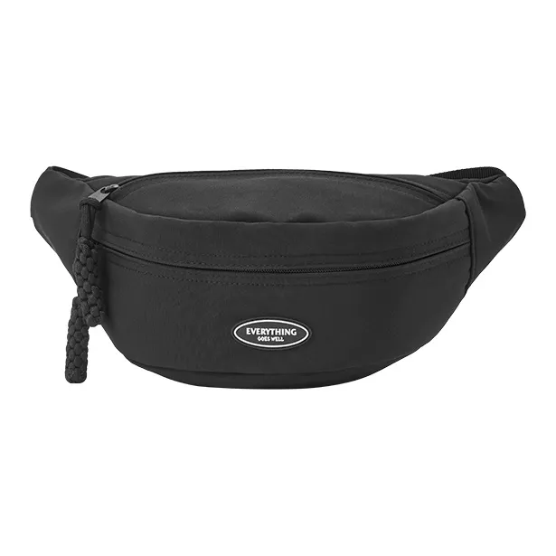 SEM/R Polyester Crescent Bag Asymmetrical Shoulder Bag Shoulder Bag Sling Bag Small Size Unisex Ecru/Black-21