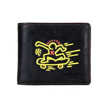 COACH Compact Leather Wallet Mini Men's Black