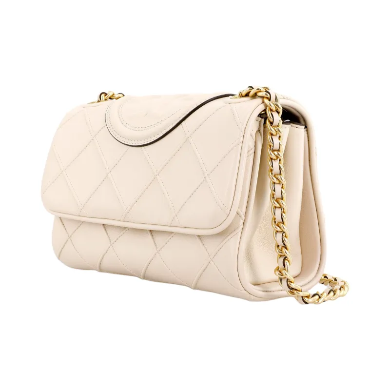 TORY BURCH Fleming Leather Crossbody Bag Shoulder Bag Small Size Women's Cream-1