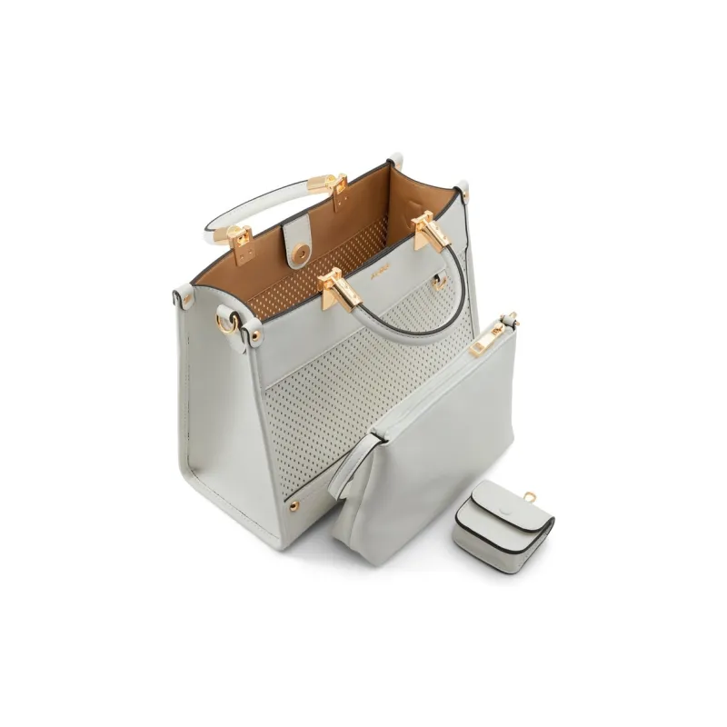 ALDO Artificial Leather Handbag Medium Size Women's White/Dark Beige-2