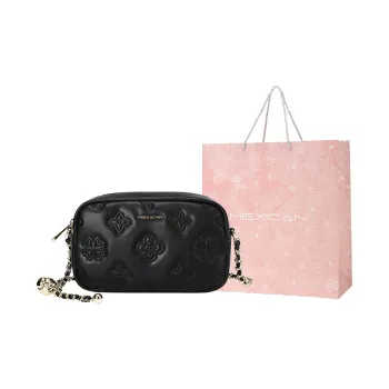 MEXICAN Polyurethane Small Square Bag Shoulder Bag Crossbody Bag Regular Women's Black/Ecru