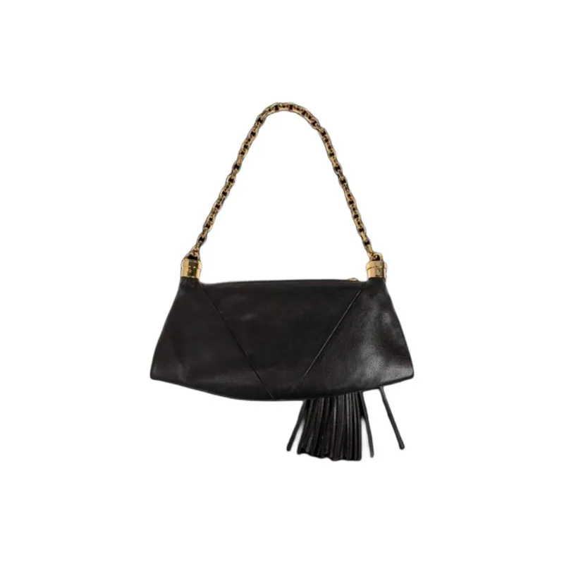 Chloe Grained Buffalo Leather Shoulder Bag Small Size Women's Dark Brown-2