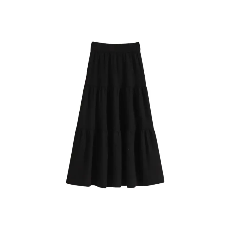 Ya Sheep People Casual Long Skirts Women's Black-4