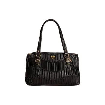 COACH Madison Pleated Leather One Shoulder Handbags Small Size Women's Black