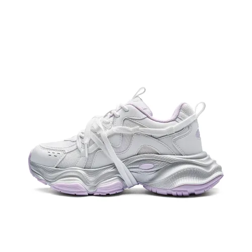 Kappa Back to Back Anti Slip Wear Resistant Low Top Chunky Sneakers Women's Classic White Onion Purple