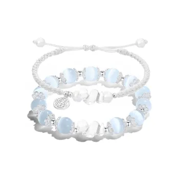 JOYDINNY Glass Cat Eye Bracelets Unisex