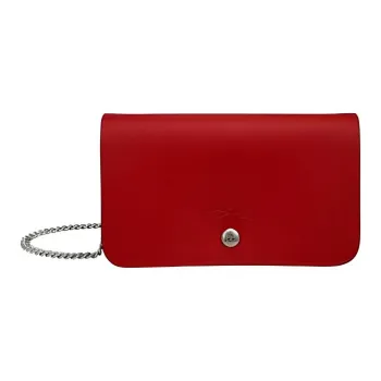 LONGCHAMP Le Pliage Néo Cow Leather One Shoulder Crossbody Chain Wallet Mini Women's Red