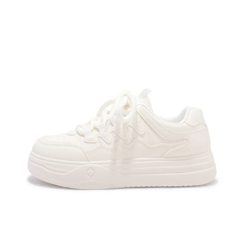 SHUXIAOBEI Anti Slip Wear Resistant Low Top Skateboard Shoes Women's Pure White-0