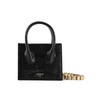 APEDE MOD Cow Leather Crossbody Bag, Small Square Bag, Poker Bag, Handbag Mini Women's Black Lizard Print