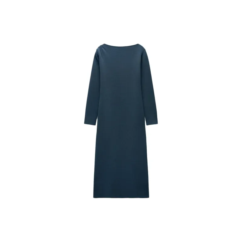 ZARA Long Sleeved Dress Women's Duck Blue-1
