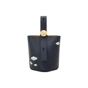 LOEWE Pebble Bucket Cow Leather Bucket Bag, One Shoulder Handbag Mini Women's Dark Blue