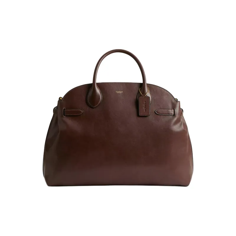 COACH Empire Natural Grain Leather Shoulder Bag, Crossbody Bag, Handbag Large Size Women's Brass With Maple-0