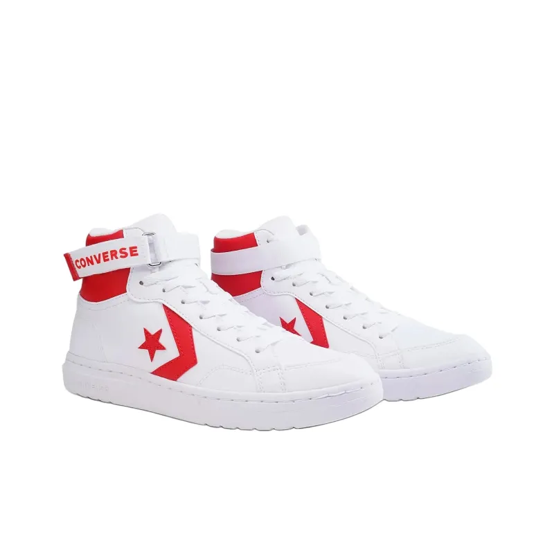 Converse Anti Slip Wear Resistant High Top Skateboard Shoes Men's White Red-1