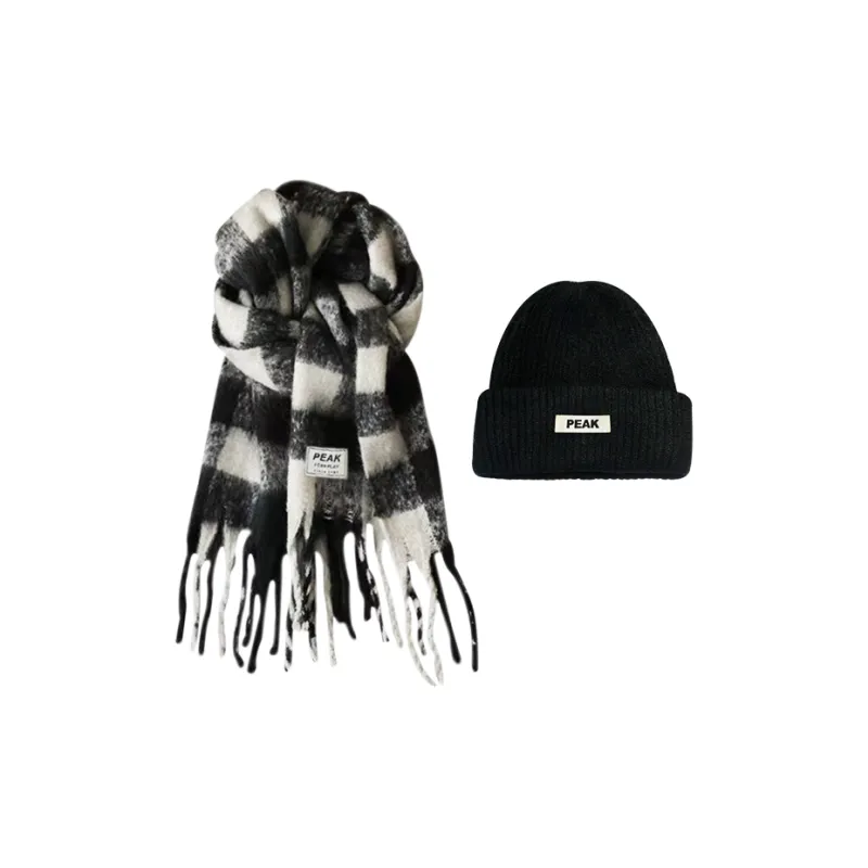 PEAK Knit Scarves Unisex Black White, Navy Blue-0