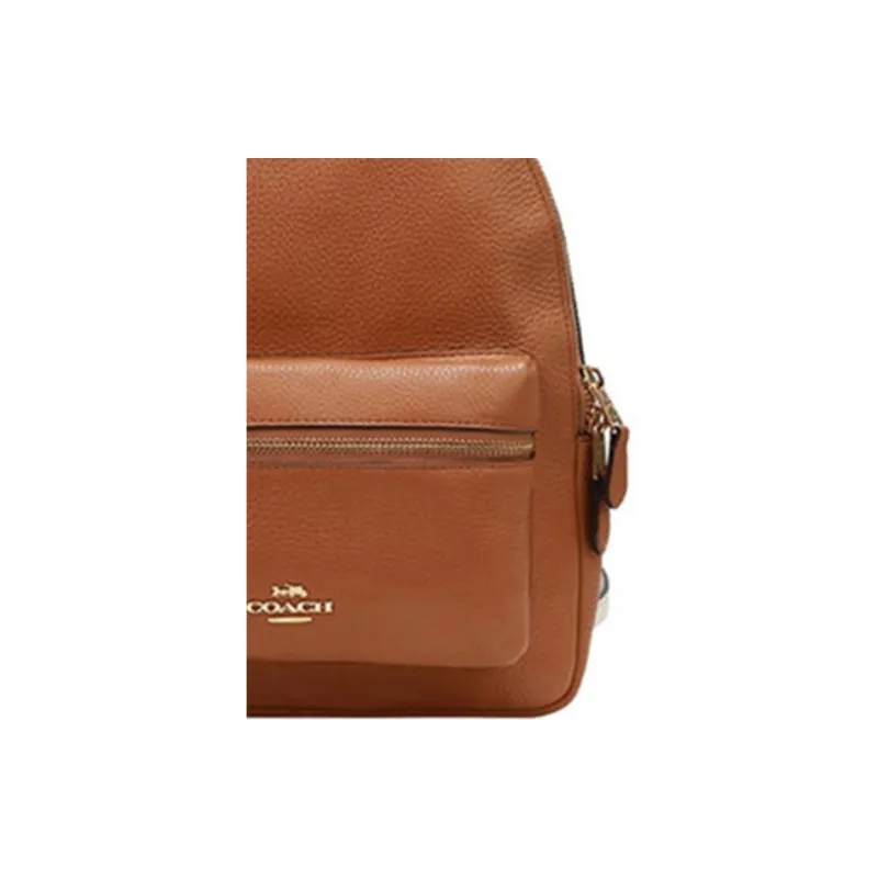 COACH Charlie Cow Leather Backpack Medium Size Women's Khaki-4