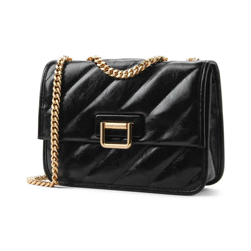 CHARLES&KEITH PU Shoulder Bag Small Size Women's _Nsec Black/Milk White-1