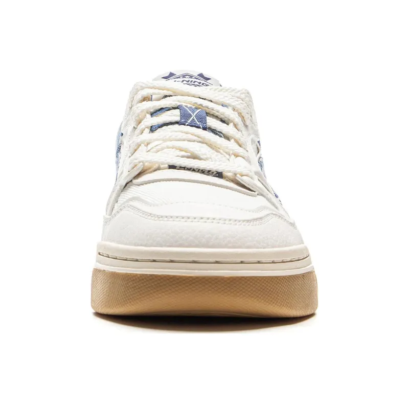 LiNing Moon White 2.0 Slip Resistant, Abrasion Resistant, Breathable Low Top Skateboard Shoes Women's Beige Blue-4