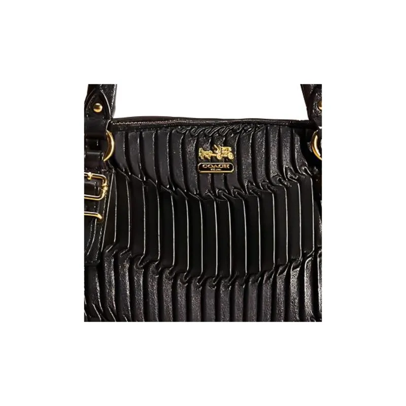 COACH Madison Pleated Leather One Shoulder Handbags Small Size Women's Black-2
