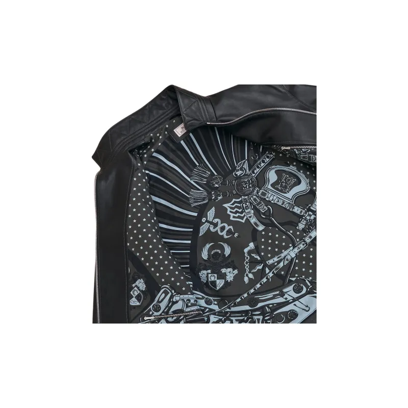 HERMES Leather Jacket Men's Black-4