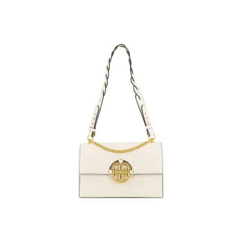 TORY BURCH Miller Leather Shoulder Bag Crossbody Bag Small Size Women's White