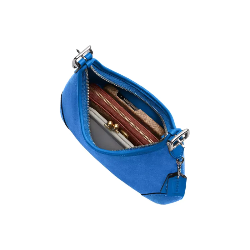 COACH Hamptons Suede Hobo Bag Shoulder Bag Medium Size Women's Blue-4
