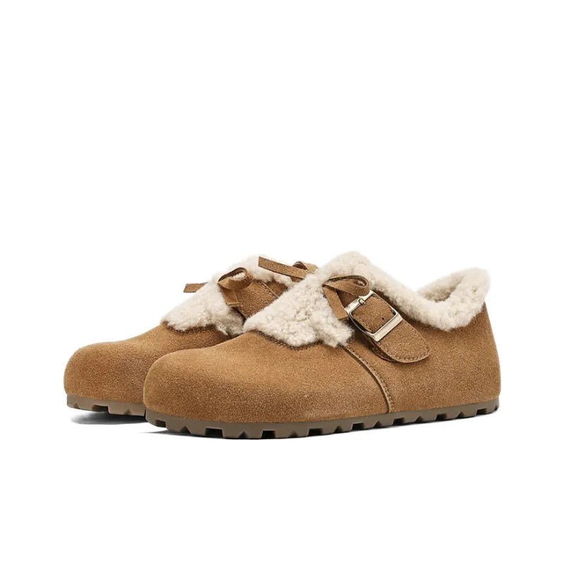JOSINY Northeast Snow Shearling Fleece Lined Warm Slip on Insulated Shoe Maillard Style Casual Shoes Women's Camel-2
